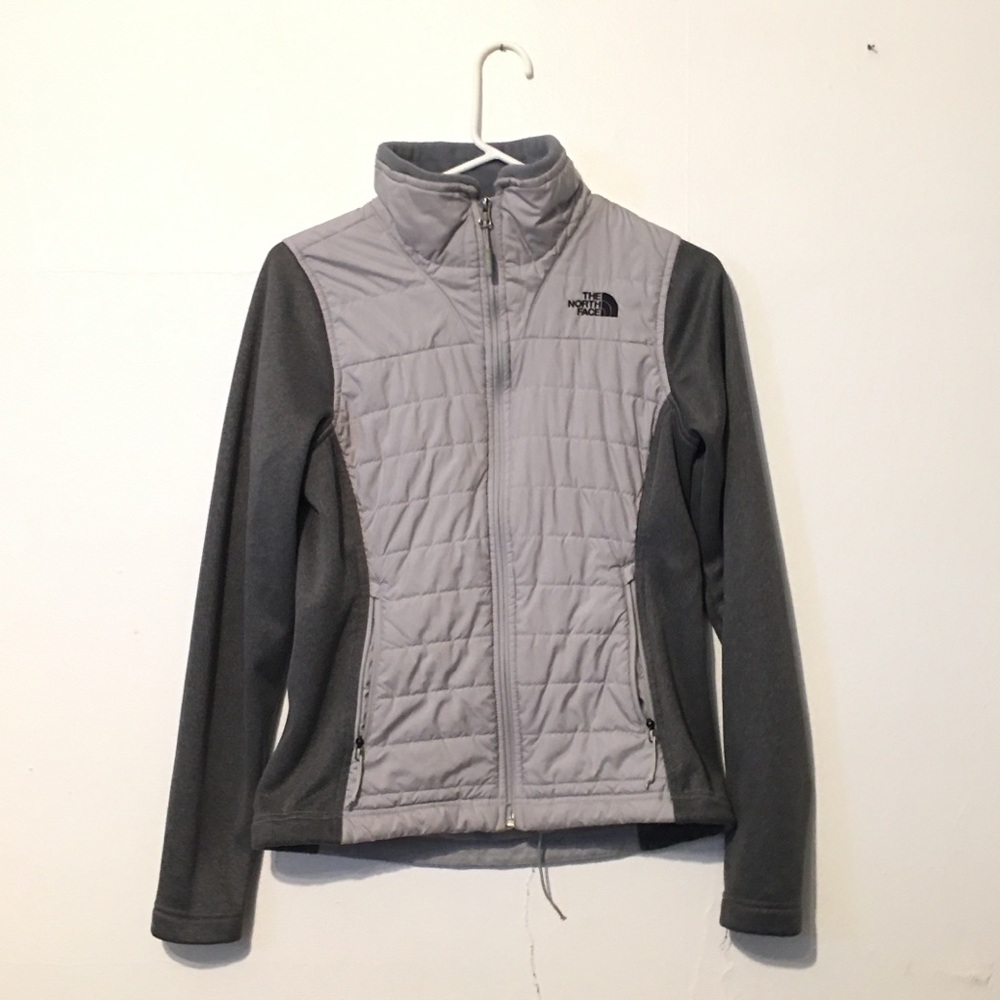 The North Face Gray Zip Up Fleece Jacket Quilted Size Small